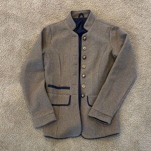 Women’s Tan FeltedJacket with Navy Accents